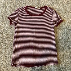 Maroon/white striped t-shirt